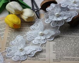 1Yard High Quality Organza Polyester Butterfly Embroidered Beaded Lace Flower Trim Wedding Dress Belt Accessories5951891