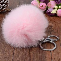 Keychains LFPU Imitate Fur Keychain Ball Key Holder Pendant Car Keyrings For Women Girl Jewelry