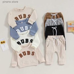 Clothing Sets Lioraitiin 0-3T Toddler Boys 2PCS Pants Sets Long Sleeve Letter Embroidery Tops and Drawstring Pants Sets