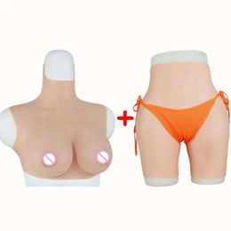 Costume Accessories Buttock Enhancer 1.2inch Pads Silocone Bodysuit Realistic Big Breast Form and Fack Vagina Pants Set Artificial Boobs