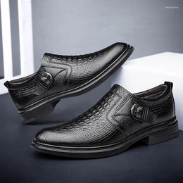 Dress Shoes Men's Casual Brands 2024 Fashion Comfy Genuine Leather For Men Soft Bottom Business Slip-on Flat Loafers