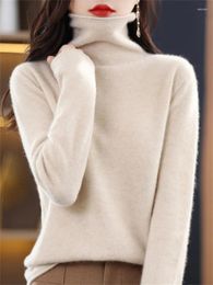 Women's Sweaters Wool Sweater Women Autumn Winter Fashion Vintage Turtleneck Solid Jumpers Casual Long Sleeve Loose Chic Knitted Pullover