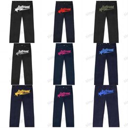 Men's Jeans Mens Y2k Hip Hop Badfriend Letter Printing Baggy Black Pants 2024 Harajuku Fashion Punk Rock Wide Foot Trousers Streetwear my4