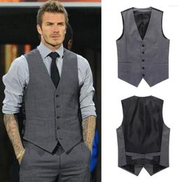 Men's Vests Fashion Mens Suit Grey Blue Black Single Breasted Male Waistcoat Slim Fit Formal Business Casual Vest Veste Homme