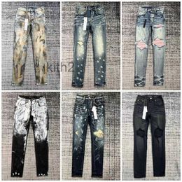 Designer Jeans Mens Trousers Fashion Pants High-end Quality Straight Design Retro Streetwear Casual Sweatpants Purple Joggers Pant Washed Old L0DT