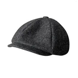 Berets Wool Tweed Sboy Cap Men Women Twill Beret 8 Panel Flat Gatsby Hat NC24