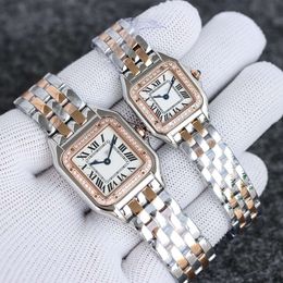 Luxury Wristwatch C de Luxury Designer Women 2023 Titta på mode Panther Gold Womens High Sense Diamond Inlaid Steel Band Waterproof Light Edition Cart V7xk 80hf
