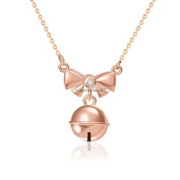 Pendant Necklaces Temperament 925 Sterling Silver Bow Christmas Bell Necklace Rose Gold Lock Bone Chain Women's Valentine's Day Jewellery GiftL24