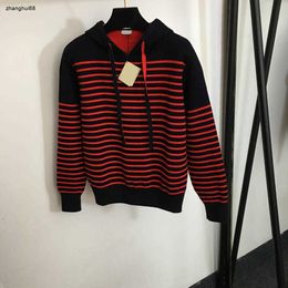 women designer clothing for ladies autumn fashion Contrast striped long sleeve hooded knitting high quality upper garment Jan 25