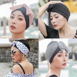 Swimming caps Women Ladies Stylish Bowknot Soak Swimming Cap Hats Accessories Waterproof Comfortable FishtailL240125