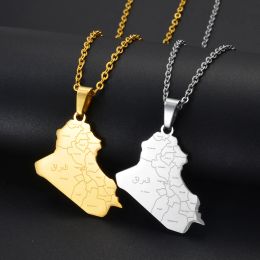 Republic Of Iraq Map With Cities Name 14k Yellow Gold Pendant Necklaces Jewelry Charms Map Of Iraq Chain