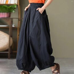 Women's Pants Casual Palazzo Cotton Linen Wide Leg Baggy With Pockets Leggings For Women High Waist Pocket