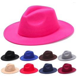 Berets Fashion Women Men Wide Brim Woolen Dress Dance Party Jazz Cap Fedora Hat Panama Cowboy