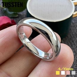 Bands TUSSTEN WhiteTungsten Carbide Ring Men Women Wedding Band Domed Polished Finish 4MM/6MM Available