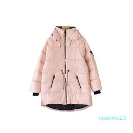 Warm Coldproof Drawstring Fashion Hooded Coat Ice Cream Color Women Winter Jacket Designer Jacket Women's Mid-length White Duck Down