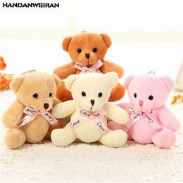 Plush Toy Love Sitting Bear 1 Cute Small Pendant Mini Cartoon Bowtie Scarf Flower Bundle Bear Toy Neutral Valentine's Day Gift New 11CM 240124