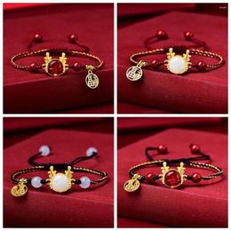 Link Bracelets Lucky Red Rope Zodiac Dragon For Women Men Chinese Year Amulet Animal Bracelet Party Jewelry Gifts