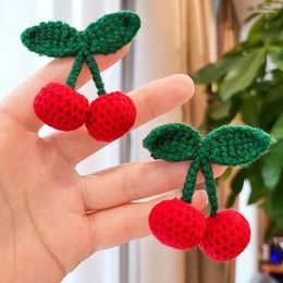 Hair Accessories Cute Sweet Crocheted Cherry Hairpins Children Girls Knitted Fruits Clip Tie Women Elastic Bands