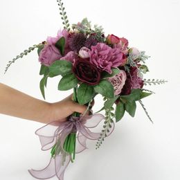 Decorative Flowers 1Pack Fuchsica Artificial Silk Flower Head Mix Greenery Stem Combo Set For DIY Floral Arrangement Bouquets Decor Grab Bag