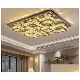 Chandeliers Luxury Sier Ceiling Lamp Living Room Modern Crystal Lights Bedroom Led Lamps Dining Fixtures Kitchen Drop Delivery Light Dhfgl