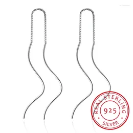 Dangle Earrings 925 Stamp Silver Color Jewelry Cute Long Simple For Women Fine Brincos