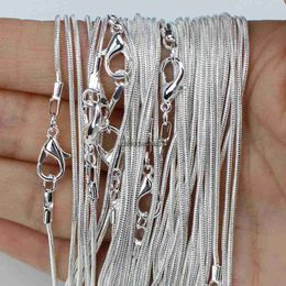 Pendant Necklaces 10pcs/lot Silver Plated 1.2mm Snake Chain Necklaces for Women 16" 18" 20" 24" Fashion Jewellery Necklace ChainsL24