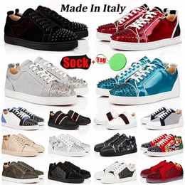 New Luxury Designer Sneakers Casual Shoes Loafers Red Bottoms Mens Shoes Plate-forme Red Bottoms Women Shoe Black Glitter Flat trainers