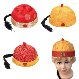 Berets Chinese Oriental Hat With Decorative Ancient Asian Qing Emperors Stage Performances Props For Drop