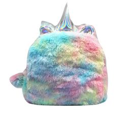 Kids Unicorn Stuffed Backpack Fanny Pack Shoulder Bag Student Teenager Knapsack Double Color Laser girls School Bags1916118