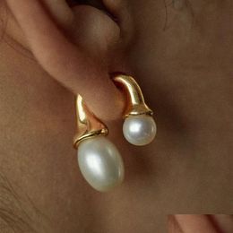 Stud Ins Wind Front And Rear Size Pearl Earrings Stud S925 Sier Needle Trend All-Match Fashion 18K Gold Womens Jewellery Gift Accessori Dhoqs