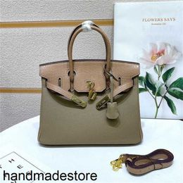 Designer Handbag Platinum 2024h Crocodile Pattern Cap with Lychee Top Layer Cowhide Leather Women's Bag 25cm 30cm