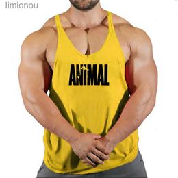 Men's Tank Tops Summer Animal Gym Stringer Tank Top Men Cotton Clothing Bodybuilding Sleeveless Shirt Running Vest Muscle Singlets Workout TankL240124