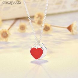 Designer Necklace Fashion Simple Oil Drip Enamel Red Blue Pink Tricolour Heart t Family Collarbone Chain Womens Jewellery Gift with Box Q3QC