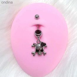 Navel Bell Button Rings Grunge Accessories Skull Belly Button Rings Punk Charms Crystal Skeleton Body Piercing Jewellery Goth Korean Fashion Jewellery YQ240125