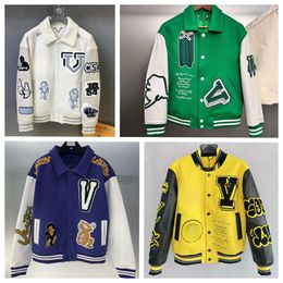 Men Baseball Jacket Luxury Varsity Jacket Leather Embroidered Reflective Coat Casual Plus Size Letter Windbreaker Yellow Black White Autumn Winter Outerwear zm