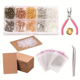 Charm 1353pcs Earring Making Supplies Kit with Earring Hooks,jump Rings,earring Display Cards,jewelry Pliers for Earrings Making