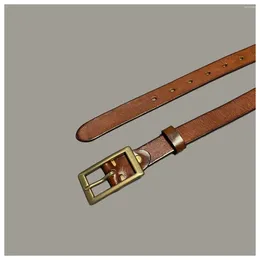 Belts Japanese Casual Women's Leather Fashion Joker Belt Retro Handmade Top Layer Cowhide Jeans