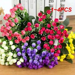 Decorative Flowers 1-4PCS 27cm Rose Silk Peony Artificial Bouquet 36 Heads 1 Bunch Fake For Home Wedding Decoration