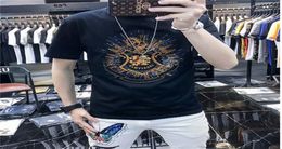 mercerized cotton tops tshirt mens shortsleeved printing explosion dragonfly diamond summer trend bottoming shirt 2023 new4504646