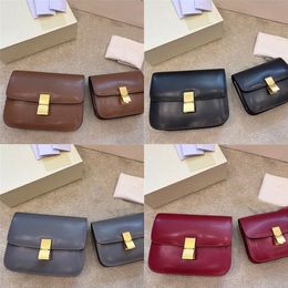 Teen Triomrhe Classic Bag Box Leather Gold Buckle Flap Metallic Closure Women Designer Bags Crossbody Polishing Leather Tofu Bun S278C