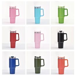 40 oz Cold Straw Ice Bullet Cup Explosive Car Cup with Lid Multi Color 304 Stainless Steel Handle Hot Cup 240125