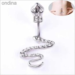 Navel Bell Button Rings Delysia King Serpentine Medical Stainless Steel Belly Button Ring Hip Hop Animal Body Piercing Jewellery for Nightclub YQ240125