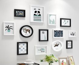 WhiteBlack Simple Style Wall Hanging Po Frames Set 13pcsset Wooden Picture Frame Living Room Home Decor Po Frames91779129546999