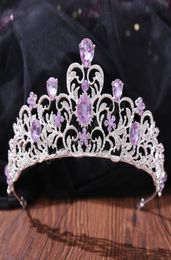 Silver Purple Rhinestone Tiaras Crowns Headbands Bride Party Diadem Bridal Wedding Hair Jewelry Ornaments Jewellry3098214