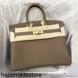 Genuine Leather Bk Platinum Designer Handbag Light Luxury Togo Home Bag Women's Carry-on Layer Cowhide Fashion Large Capacity Bride Handmade