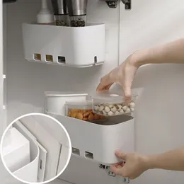 Kitchen Storage Organiser Mount Cabinet Side Under Sink No Punching Holder Removable Cookware Bathroom Household Rack