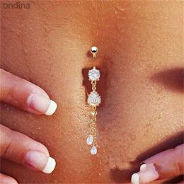 Navel Bell Button Rings imixlot Fashion Women Pendant Navel Piercings Long Tassel Crystal Belly Button Piercings Sexy Body Jewellery YQ240125