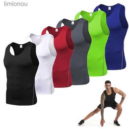 Men's Tank Tops Sports Quick Dry Running Training Suit Men Slimming Shaper Pore Vest Basketball Football Tight Sleeveless Elastic Fitness TopL240124