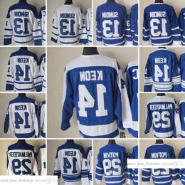 1917-1999 Movie Retro CCM Hockey Jersey Embroidery 13 Mats Sundin 14 Dave Keon 29 Mike Palmateer Men Embroidery Jersey White Blue Green 68