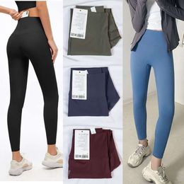 Lu Align Lu Seamless Women Yoga Sport Long Trousers Elastic Running Yogas Pants Naked Athletic Ninth Pant Girl Fitness Stretch Sportswear 23